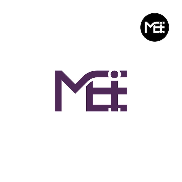 Vector diseño del monograma de las letras del logotipo mei
