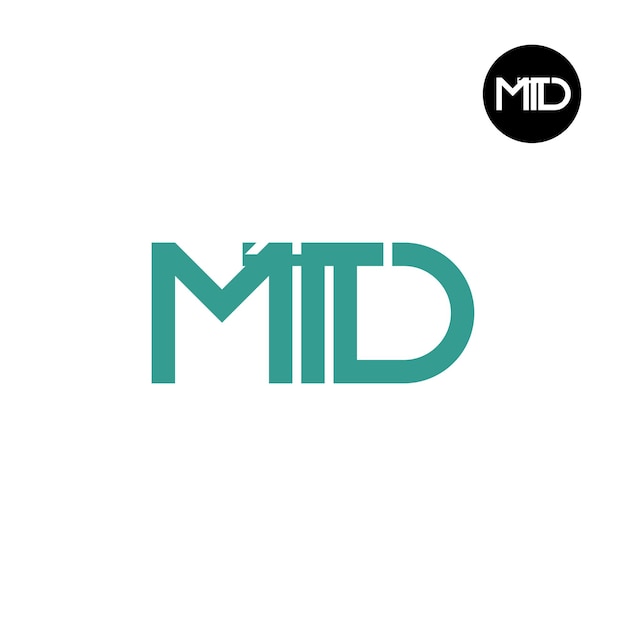 Diseño del monograma de las letras del logotipo de MTD