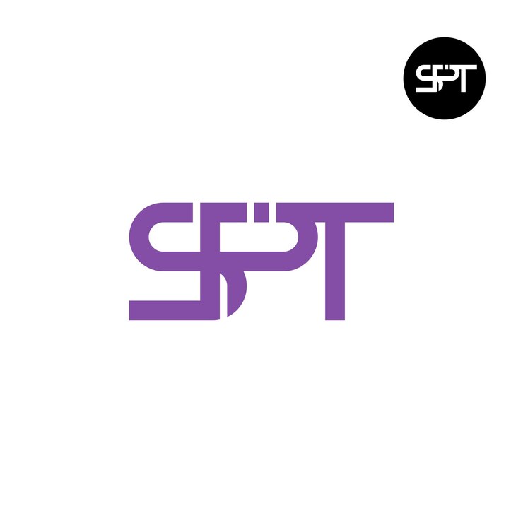Vector diseño del monograma de las letras del logotipo de spt