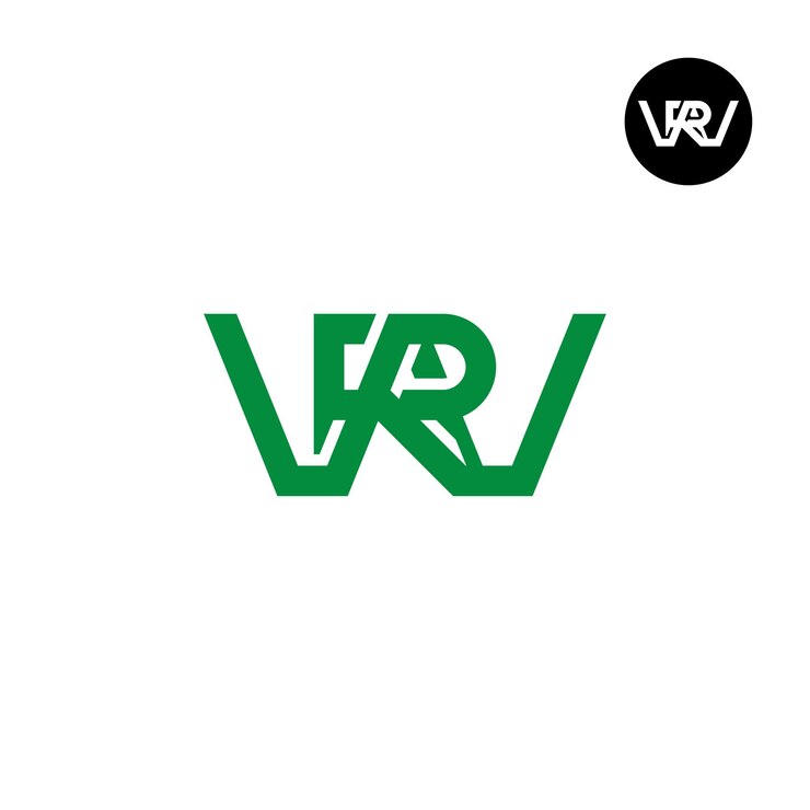 Vector diseño del monograma de las letras del logotipo de vrv