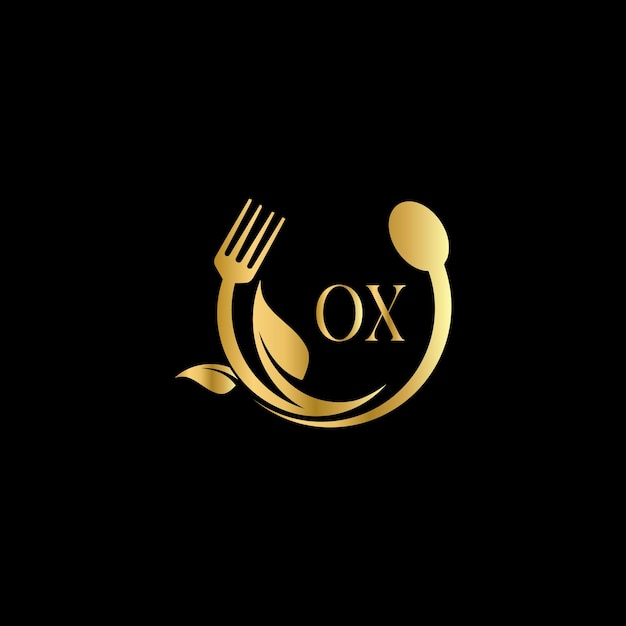 Diseño de monograma de LetterOX Plantilla de vector de alimentos aislados abstractos alimentos frescos verduras logo saludable f