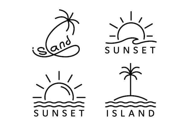 Diseño monoline del logo de la puesta del sol