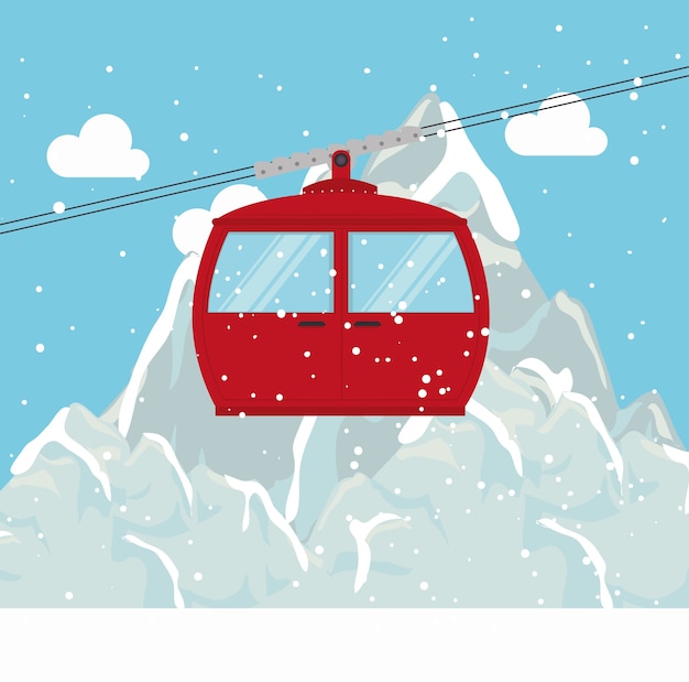 diseño de la montaña de nieve camino de cable