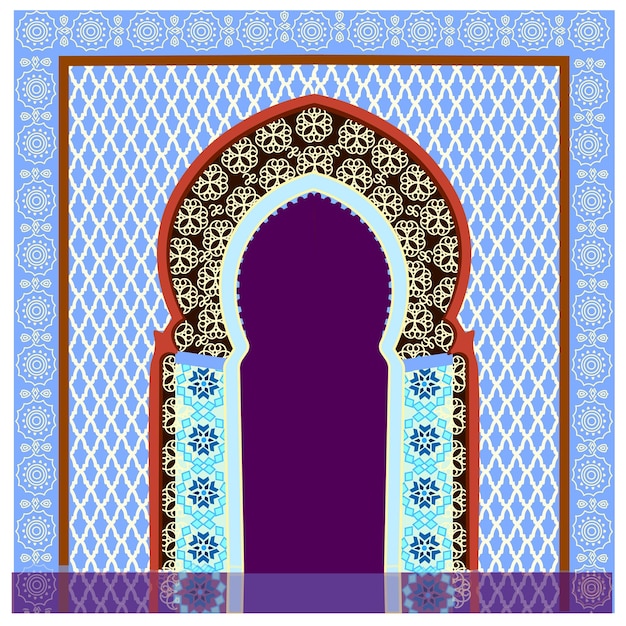 Un diseño morado y azul con un arco azul y un diseño morado.