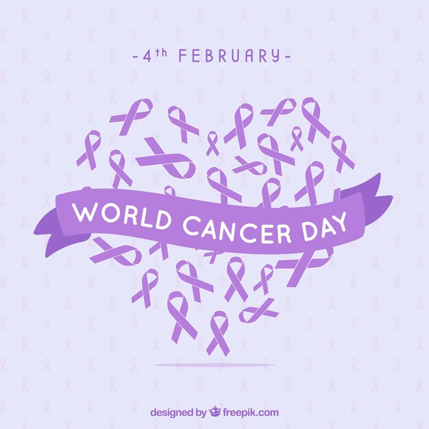 Vector diseño morado dibujado a mano para el día mundial contra el cáncer