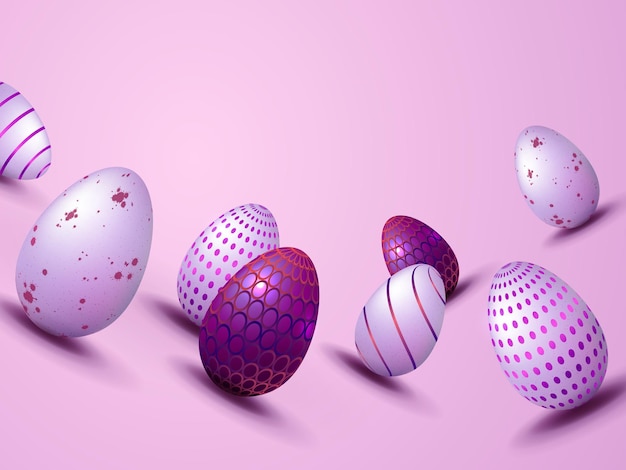 Diseño morado de pascua, huevos con un hermoso patrón dibujado oblicuamente