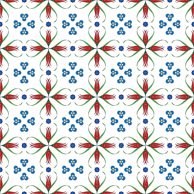 Diseño de mosaico retro islámico otomano de patrones sin fisuras