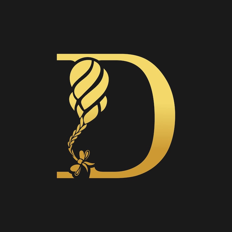 Vector diseño de mujer hermosa con peinado elegante y concepto de letra d