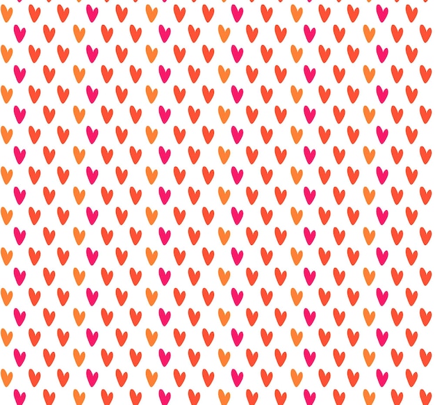 El diseño multicolor sin costuras de corazones garabateados para el día de San Valentín