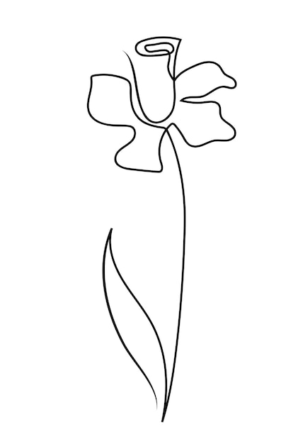 Diseño de narciso de una línea Ilustración de vector de estilo minimalista dibujado a mano