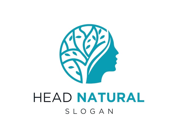 Diseño natural del logotipo de la cabeza creado utilizando la aplicación Corel Draw 2018 con un fondo blanco