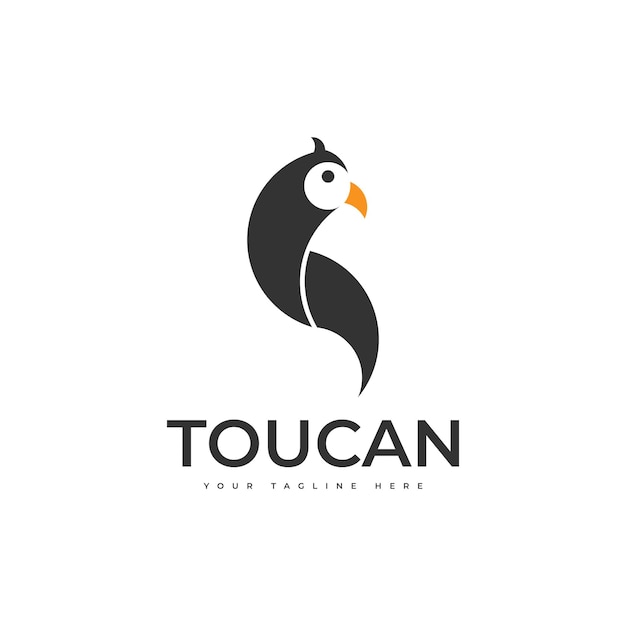 El diseño de la naturaleza animal del tucano, el icono del pájaro, la ilustración del vector del logotipo