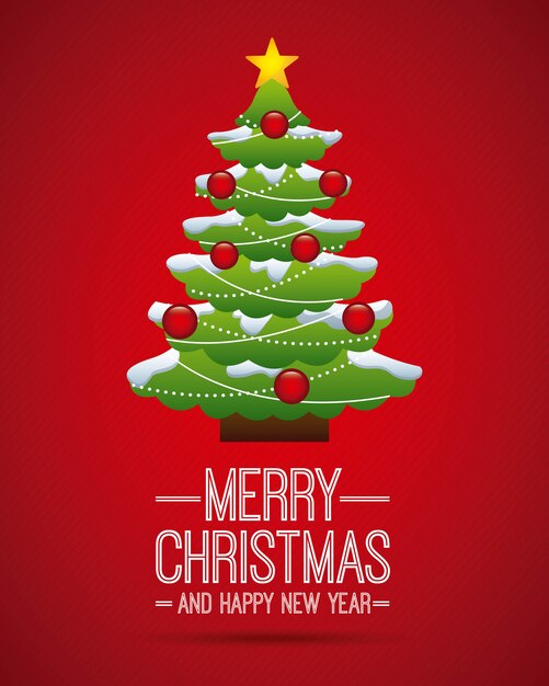 Diseño de Navidad sobre fondo rojo ilustración vectorial