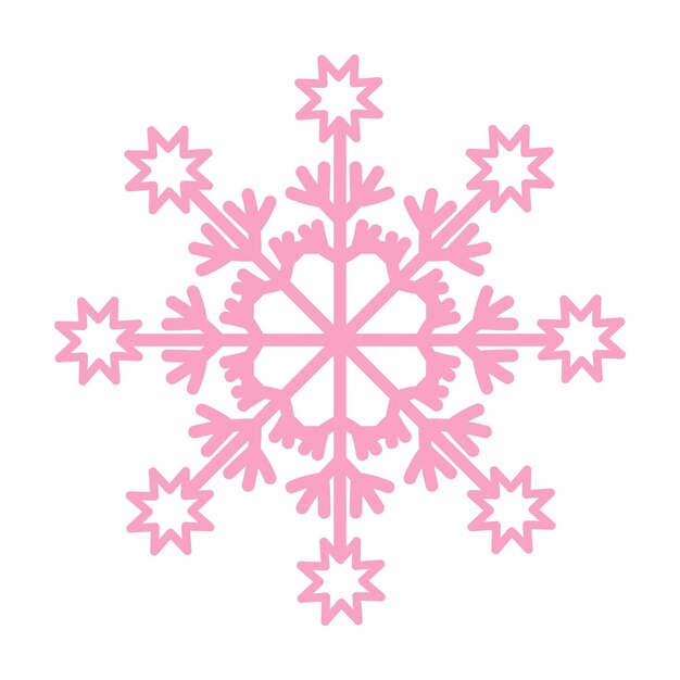 Diseño navideño de copo de nieve rosado Ilustración vectorial aislada sobre fondo blanco