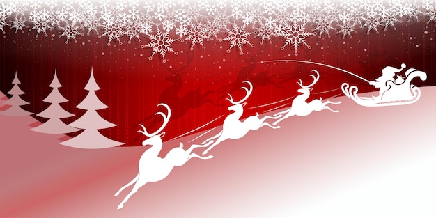 Diseño navideño rojo con carreras de Papá Noel sobre ciervos
