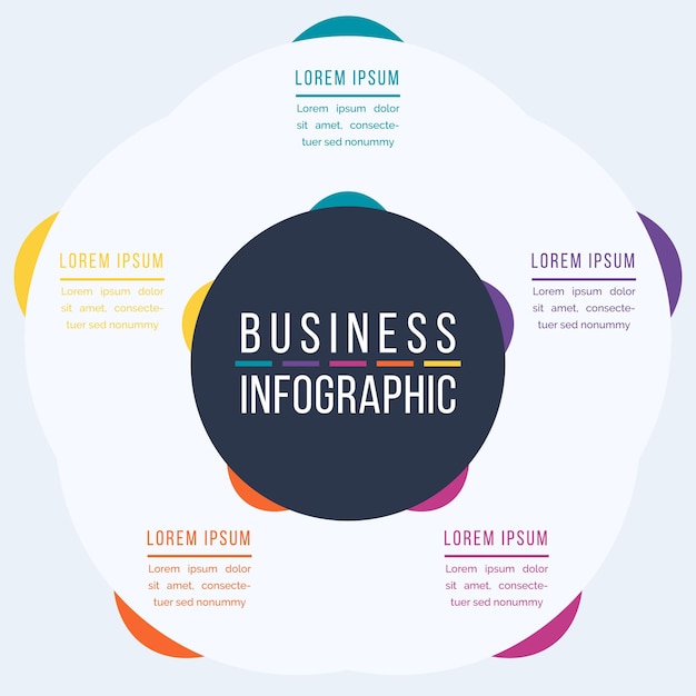 Diseño de negocios de infografía de círculo 5 opciones