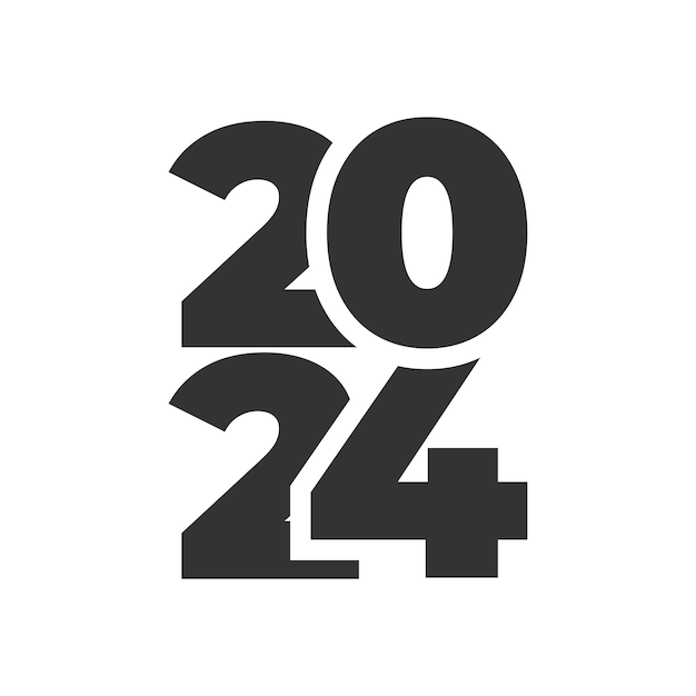 Diseño negro de feliz año nuevo 2024 de moda.