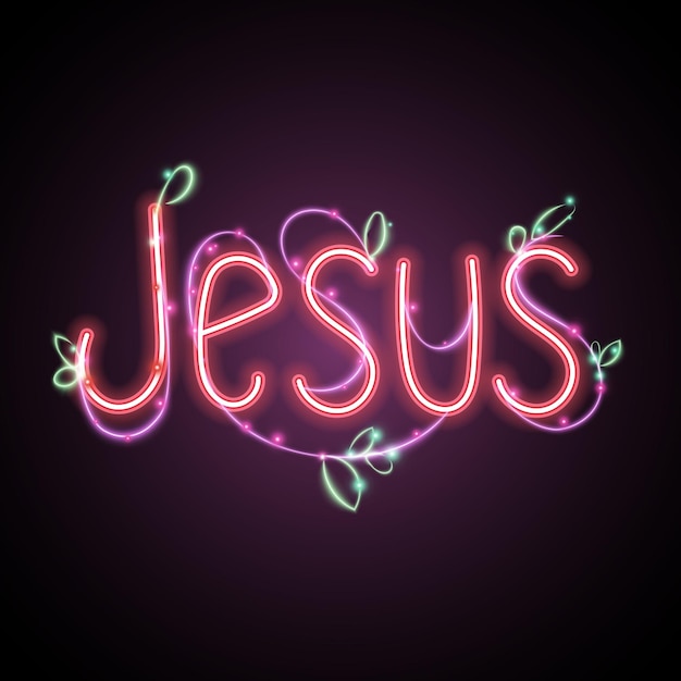 Diseño de neón de jesús texto de jesús