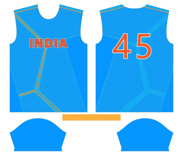 Vector diseño de niño deportivo del equipo de cricket de india o diseño de camiseta de cricket de india