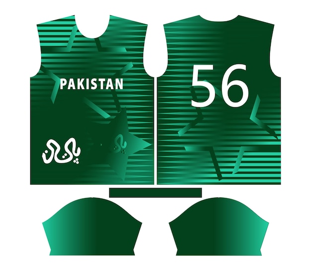 Diseño de niño deportivo del equipo de cricket de Pakistán o diseño de camiseta de cricket de Pakistán