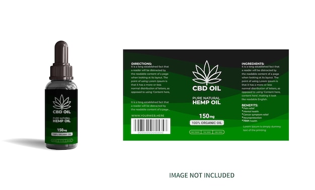 Diseño de nivel de botella de aceite de cáñamo o cbd o diseño de empaque