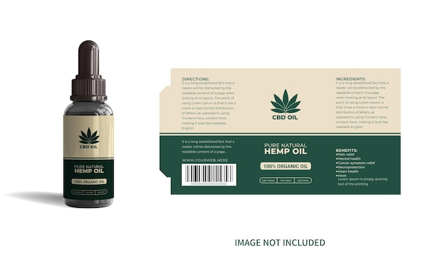Diseño de nivel de botella de aceite de cáñamo o CBD o diseño de empaque