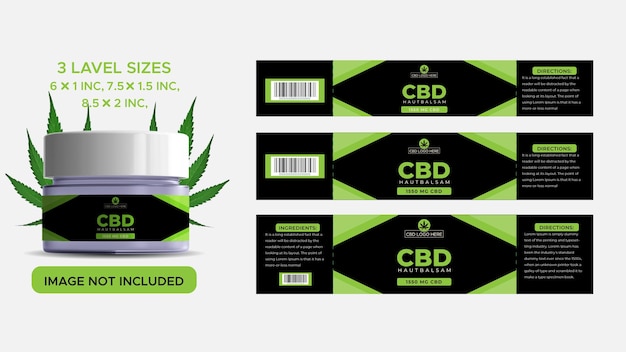 Diseño de nivel de crema de cáñamo o cbd o diseño de empaque para caja cuadrada