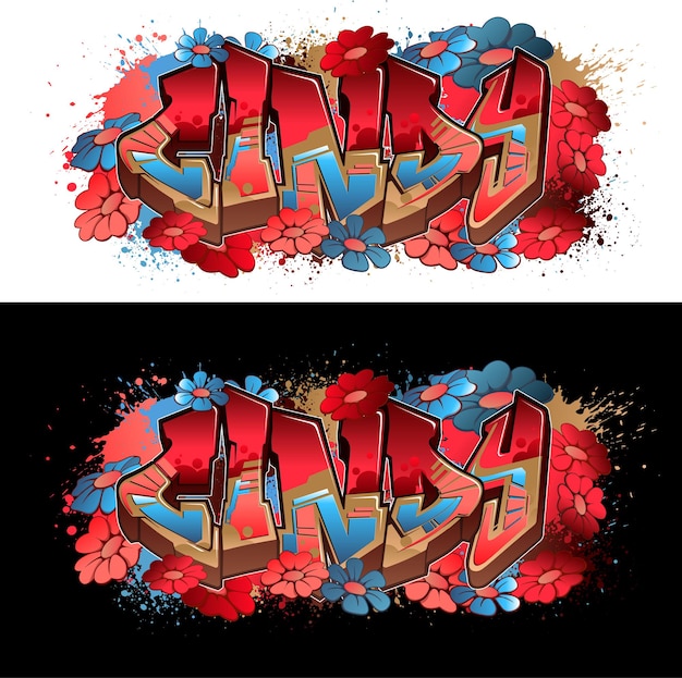 Diseño de nombre con estilo de graffiti: arte de graffiti legible de Cindy Cool