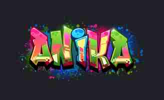 Vector un diseño de nombre genial en el genuino estilo de arte de graffiti estilo salvaje del nombre anika