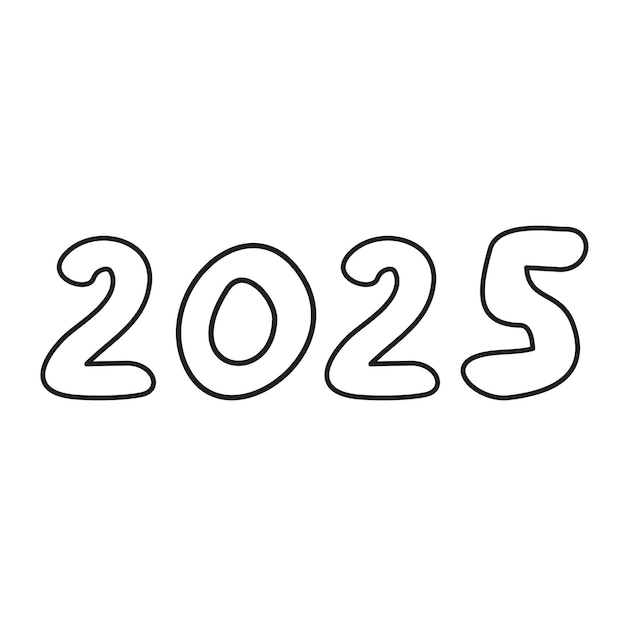 Diseño para el nuevo año 2025 Ilustración de esquema sobre fondo blanco
