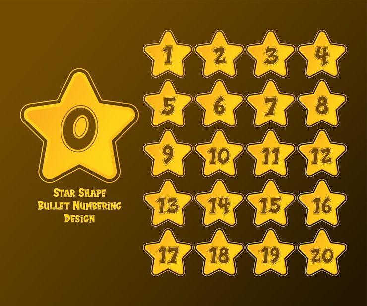 Vector diseño de numeración de balas en forma de estrella