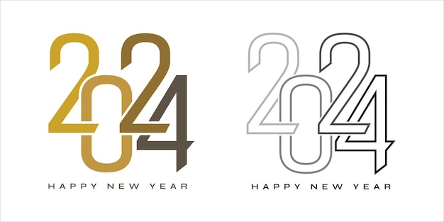 Diseño de número 2024 Diseño de texto del logotipo de Feliz Año Nuevo Logotipo de ilustración vectorial para la plantilla