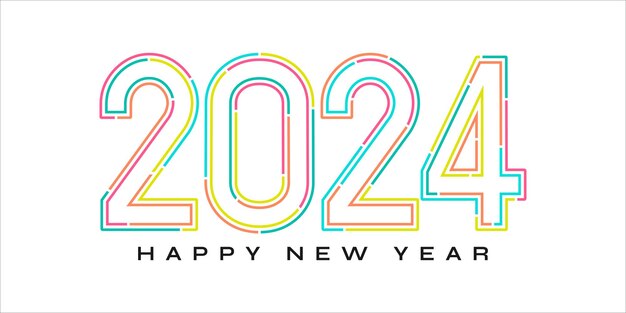 Diseño de número 2024 Diseño de texto del logotipo de Feliz Año Nuevo Logotipo de ilustración vectorial para la plantilla
