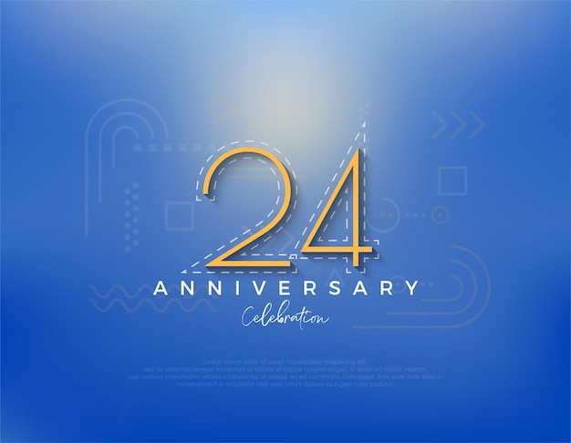 Diseño de número de arte de línea para la celebración del 24 aniversario Vector Premium para saludo de celebración de banner de cartel