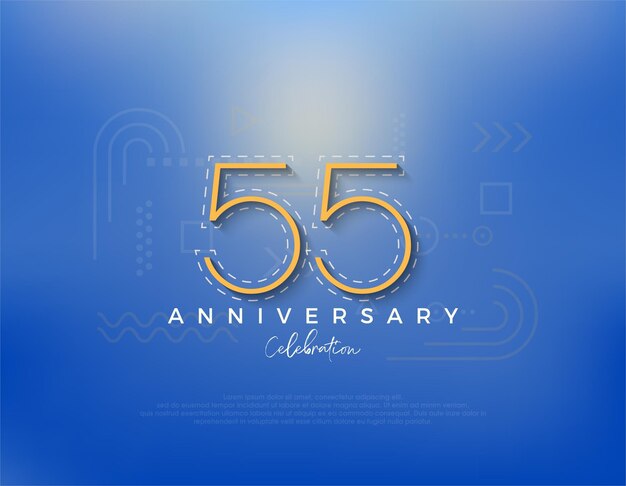 Diseño de número de arte de línea para la celebración del 55 aniversario Vector premium para el saludo de la celebración del cartel