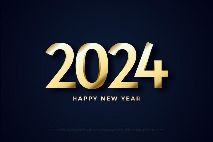 Vector un diseño de número simple con un elegante toque de oro para la celebración del año nuevo 2024
