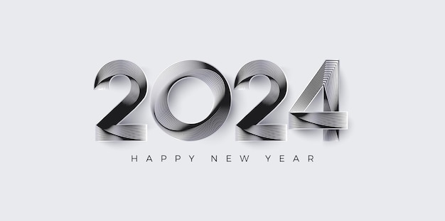 Diseño de números 2024 único y moderno Con números de rayas elegantes y limpios Diseño premium para celebrar el año nuevo 2024