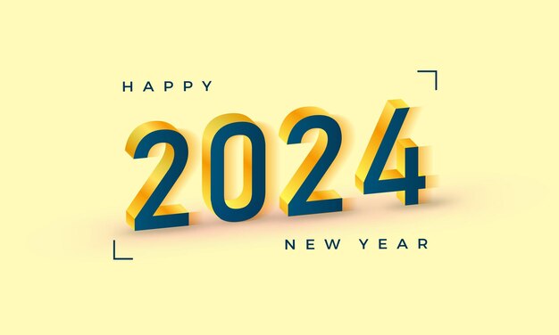 Diseño de números 3d 2024 con color amarillo púrpura de lujo Diseño vectorial premium para celebraciones
