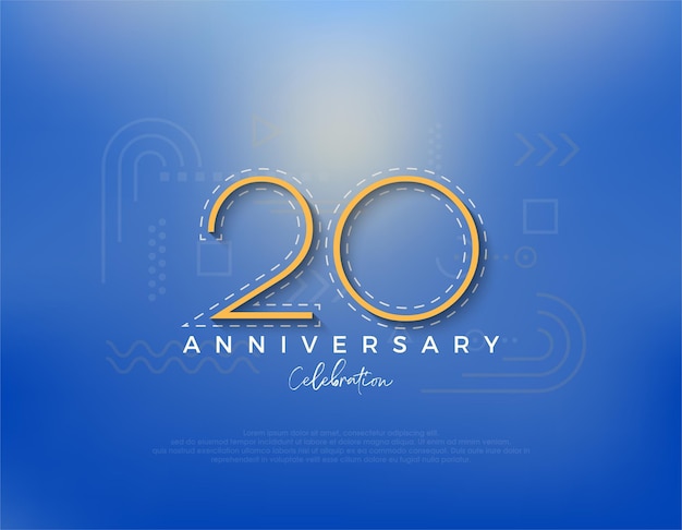 Diseño de números de arte lineal para la celebración del 20 aniversario.