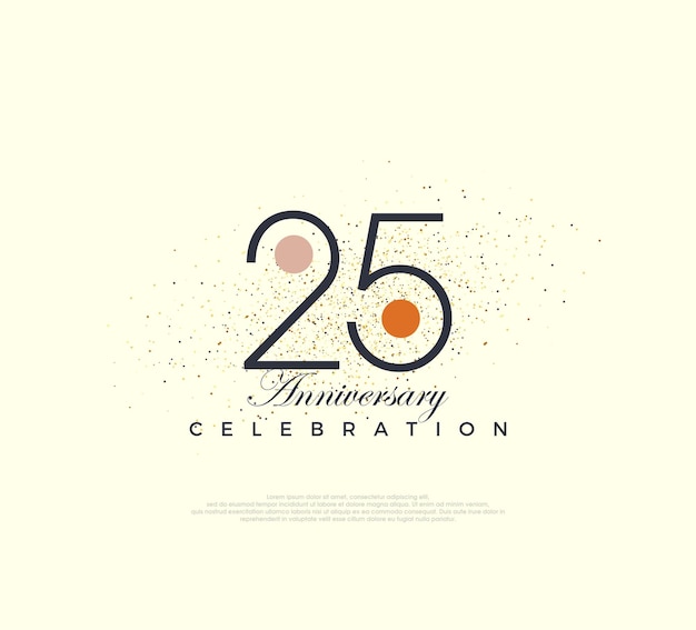 Diseño de números moderno y simple para la celebración del 25 aniversario Vector Premium para saludo de celebración de banner de cartel