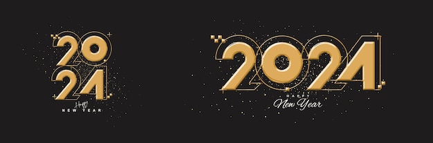 Diseño de números vectoriales 2024 Con números dorados modernos Único y limpio para la celebración del nuevo año 2024