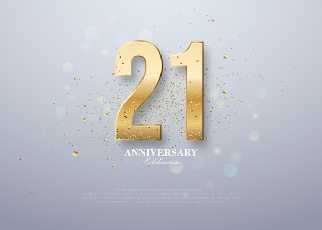 Diseño de números vectoriales para el feliz 21o aniversario con magníficos números dorados brillantes encantador diseño vectorial premium para carteles saludos invitaciones y publicaciones en redes sociales