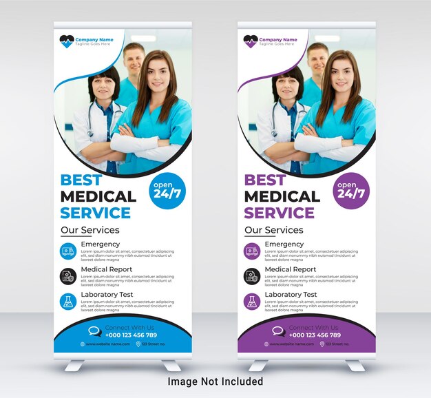 Diseño o extracción de una plantilla de pancarta Vector x estandarte de hospital