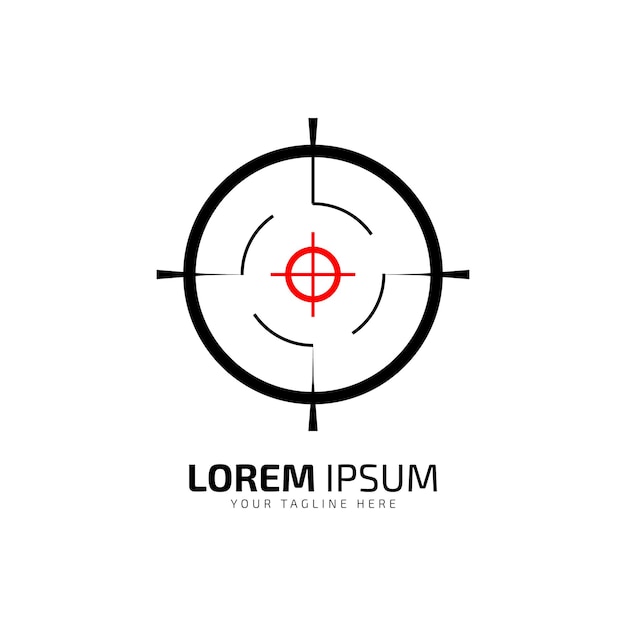 En el diseño del objetivo Crosshair Bullseye Logo que significa objetivo preciso Objetivo alto icono logotipo ilustración vectorial silueta diseño aislado