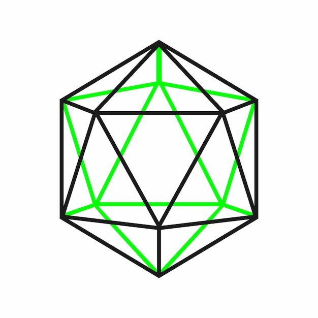 Diseño de objetos poligonales de icosahedro 3D geométrico vectorial