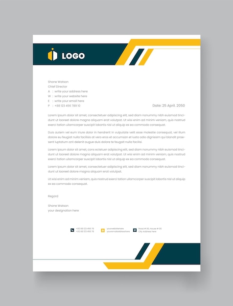 diseño oficial listo para imprimir con membrete editable para uso corporativo