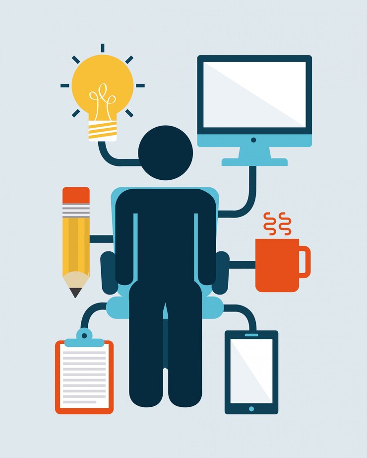 Vector diseño de la oficina sobre fondo azul ilustración vectorial