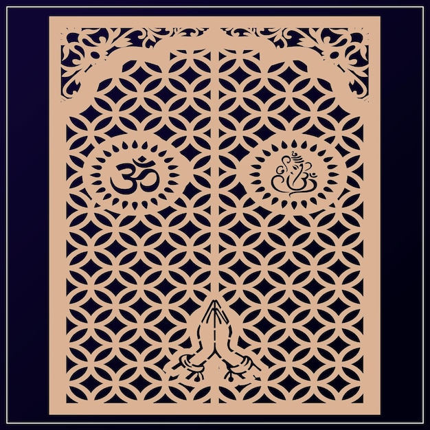Diseño Om Jali utilizado para templos Mandir Om acrílico jali corian jali y mdf jali