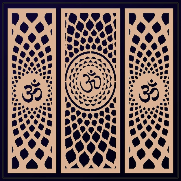 Diseño Om Jali utilizado para templos Mandir Om acrílico jali corian jali y mdf jali