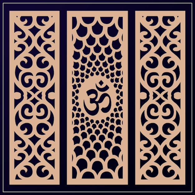 Diseño Om Jali utilizado para templos Mandir Om acrílico jali corian jali y mdf jali